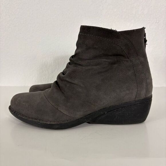 Dansko Arisa Grey Leather Suede Ankle Low Heel Booties Size 12 - Picture 1 of 9